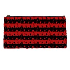 Blood Red And Black Halloween Nightmare Stripes  Pencil Cases by PodArtist