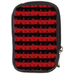 Blood Red And Black Halloween Nightmare Stripes  Compact Camera Leather Case by PodArtist