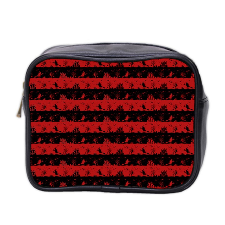 Blood Red and Black Halloween Nightmare Stripes  Mini Toiletries Bag (Two Sides)