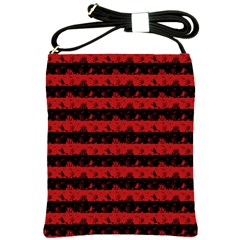 Blood Red And Black Halloween Nightmare Stripes  Shoulder Sling Bag by PodArtist