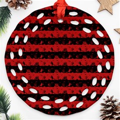 Blood Red And Black Halloween Nightmare Stripes  Round Filigree Ornament (two Sides) by PodArtist