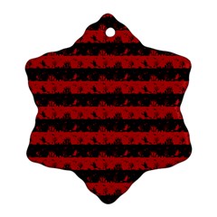 Blood Red And Black Halloween Nightmare Stripes  Snowflake Ornament (two Sides) by PodArtist