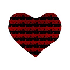 Blood Red And Black Halloween Nightmare Stripes  Standard 16  Premium Heart Shape Cushions by PodArtist