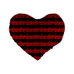 Blood Red And Black Halloween Nightmare Stripes  Standard 16  Premium Flano Heart Shape Cushions by PodArtist