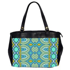 Green Blue Shapes                                            Oversize Office Handbag (2 Sides) by LalyLauraFLM