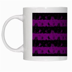 Zombie Purple And Black Halloween Nightmare Stripes  White Mugs by PodArtist