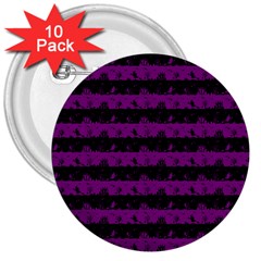 Zombie Purple And Black Halloween Nightmare Stripes  3  Buttons (10 Pack)  by PodArtist