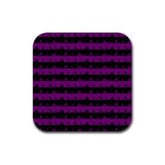 Zombie Purple And Black Halloween Nightmare Stripes  Rubber Coaster (square)  by PodArtist