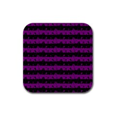 Zombie Purple And Black Halloween Nightmare Stripes  Rubber Square Coaster (4 Pack)  by PodArtist