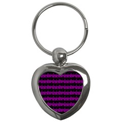 Zombie Purple And Black Halloween Nightmare Stripes  Key Chains (heart)  by PodArtist