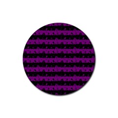 Zombie Purple And Black Halloween Nightmare Stripes  Rubber Coaster (round)  by PodArtist