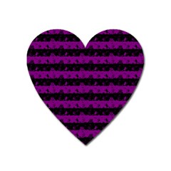 Zombie Purple And Black Halloween Nightmare Stripes  Heart Magnet by PodArtist