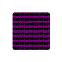 Zombie Purple And Black Halloween Nightmare Stripes  Square Magnet by PodArtist