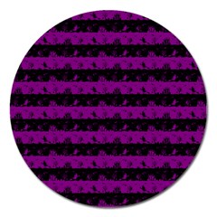 Zombie Purple And Black Halloween Nightmare Stripes  Magnet 5  (round) by PodArtist