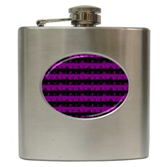 Zombie Purple And Black Halloween Nightmare Stripes  Hip Flask (6 Oz) by PodArtist