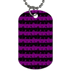 Zombie Purple And Black Halloween Nightmare Stripes  Dog Tag (two Sides) by PodArtist