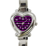 Zombie Purple and Black Halloween Nightmare Stripes  Heart Italian Charm Watch Front