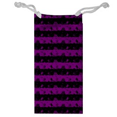 Zombie Purple And Black Halloween Nightmare Stripes  Jewelry Bag by PodArtist