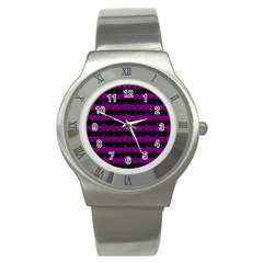 Zombie Purple And Black Halloween Nightmare Stripes  Stainless Steel Watch