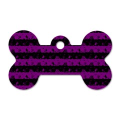 Zombie Purple And Black Halloween Nightmare Stripes  Dog Tag Bone (two Sides) by PodArtist