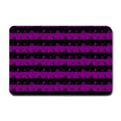 Zombie Purple And Black Halloween Nightmare Stripes  Small Doormat  by PodArtist