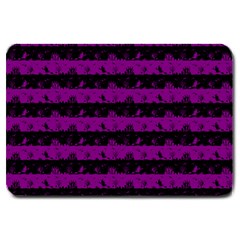 Zombie Purple And Black Halloween Nightmare Stripes  Large Doormat  by PodArtist