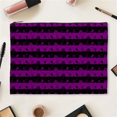 Zombie Purple And Black Halloween Nightmare Stripes  Cosmetic Bag (xl) by PodArtist