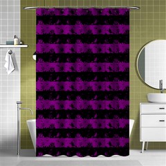 Zombie Purple And Black Halloween Nightmare Stripes  Shower Curtain 48  X 72  (small)  by PodArtist