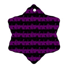 Zombie Purple And Black Halloween Nightmare Stripes  Snowflake Ornament (two Sides) by PodArtist