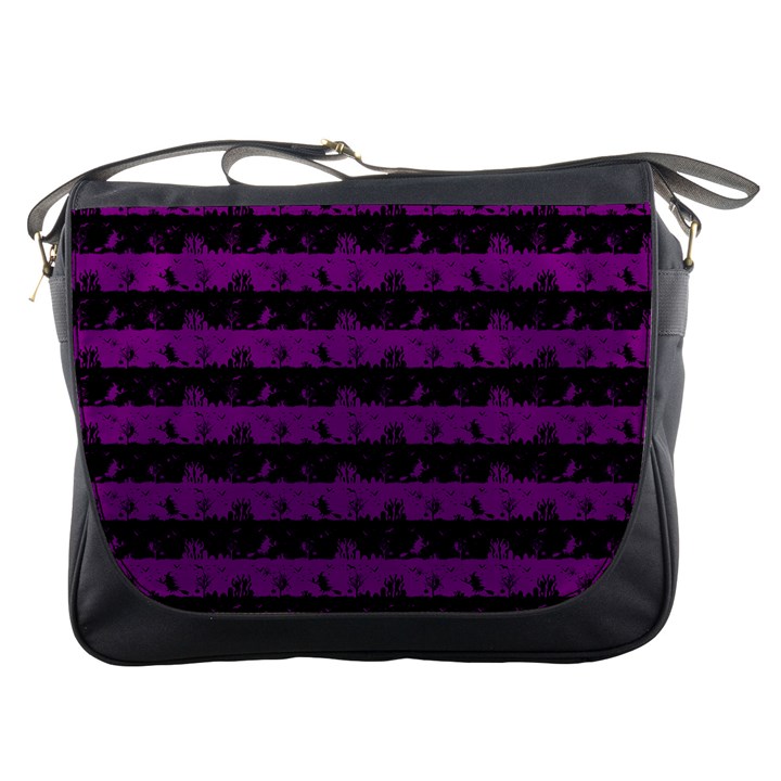 Zombie Purple and Black Halloween Nightmare Stripes  Messenger Bag