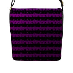 Zombie Purple And Black Halloween Nightmare Stripes  Flap Closure Messenger Bag (l) by PodArtist