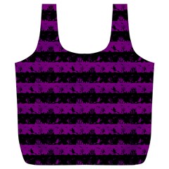 Zombie Purple And Black Halloween Nightmare Stripes  Full Print Recycle Bag (xl) by PodArtist