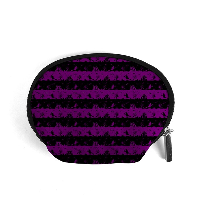 Zombie Purple and Black Halloween Nightmare Stripes  Accessory Pouch (Small)