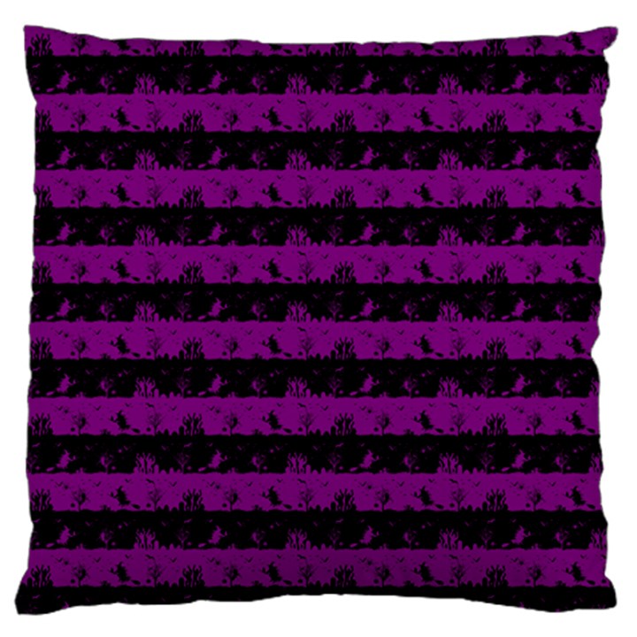 Zombie Purple and Black Halloween Nightmare Stripes  Large Flano Cushion Case (One Side)