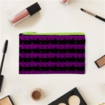 Zombie Purple and Black Halloween Nightmare Stripes  Cosmetic Bag (XS) Front