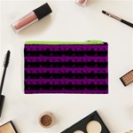 Zombie Purple and Black Halloween Nightmare Stripes  Cosmetic Bag (XS) Back