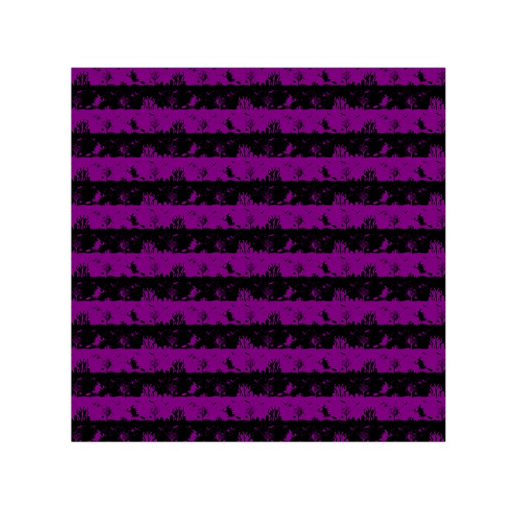 Zombie Purple and Black Halloween Nightmare Stripes  Small Satin Scarf (Square)