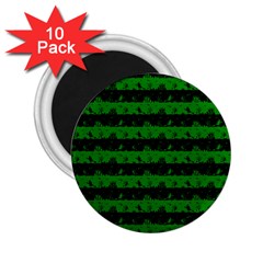 Alien Green And Black Halloween Nightmare Stripes  2 25  Magnets (10 Pack)  by PodArtist