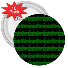 Alien Green And Black Halloween Nightmare Stripes  3  Buttons (10 Pack)  by PodArtist