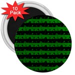 Alien Green and Black Halloween Nightmare Stripes  3  Magnets (10 pack)  Front