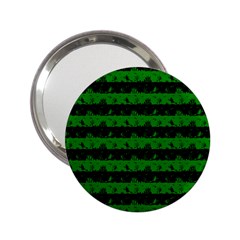 Alien Green And Black Halloween Nightmare Stripes  2 25  Handbag Mirrors by PodArtist