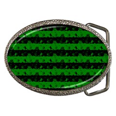 Alien Green And Black Halloween Nightmare Stripes  Belt Buckles by PodArtist