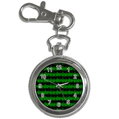 Alien Green And Black Halloween Nightmare Stripes  Key Chain Watches by PodArtist