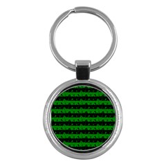 Alien Green And Black Halloween Nightmare Stripes  Key Chains (round)  by PodArtist