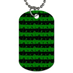 Alien Green And Black Halloween Nightmare Stripes  Dog Tag (two Sides) by PodArtist