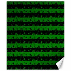 Alien Green And Black Halloween Nightmare Stripes  Canvas 8  X 10  by PodArtist