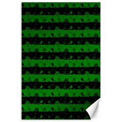 Alien Green And Black Halloween Nightmare Stripes  Canvas 24  X 36  by PodArtist