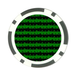 Alien Green And Black Halloween Nightmare Stripes  Poker Chip Card Guard by PodArtist