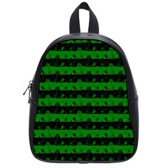 Alien Green And Black Halloween Nightmare Stripes  School Bag (small) by PodArtist