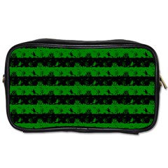 Alien Green And Black Halloween Nightmare Stripes  Toiletries Bag (two Sides) by PodArtist